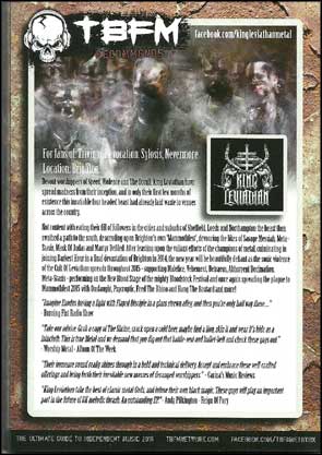 Portrait of King Leviathan in TBFM's "Ultimate Guide To Independent Music 2016" mini mag.