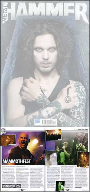 Double page spread of live shots for Metal Hammer magazine from Mammothfest.