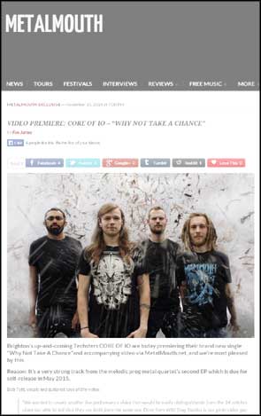 Portrait of Core Of iO on Metal Mouth's website to accompany an article on their video release.