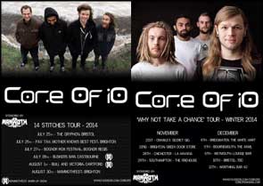 Band portraits of Core Of iO on tour posters.