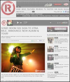 Live shot of Laila K from Sonic Boom Six accompanying an editorial piece in Rock Sound online.