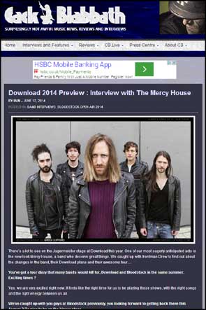 Band portrait of The Mercy House accompanying a pre-Download fest interview in Cack Blabbath.