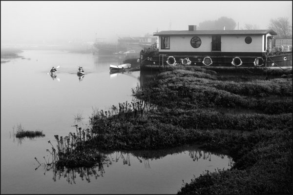Prints available! B-017. Houseboats in the mist - by Greig Clifford