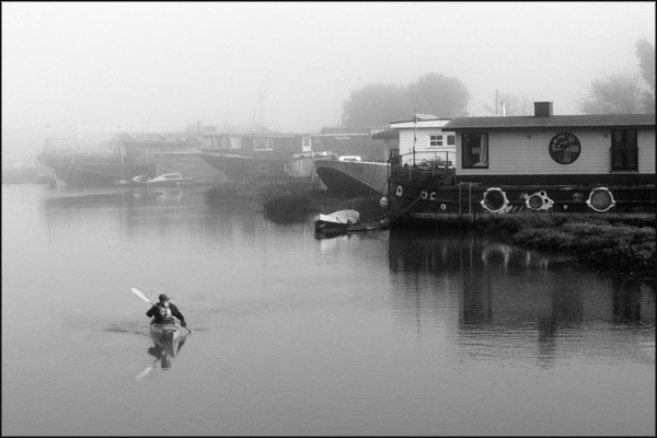 B-018. Houseboats in the mist (2) - by Greig Clifford