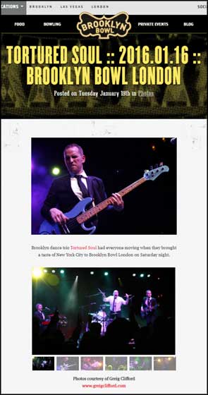 Live photos of Tortured Soul used by Brooklyn Bowl for their website blog post.