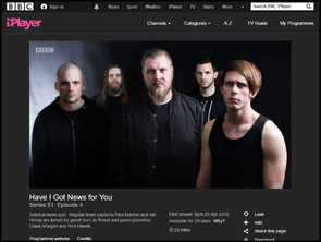 Band portrait of Abhorrent Decimation on Have I Got News For You on BBC 1.