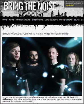 Band portrait of Core of iO in an news item on the band in Bring The Noise.