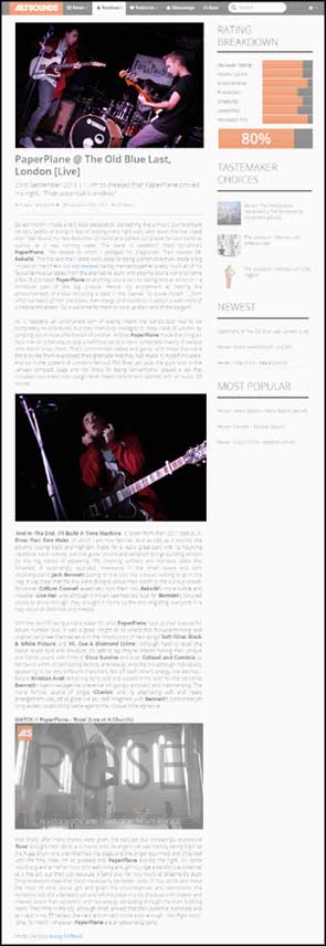 Live shots of PaperPlane at The Old Blue Last accompanying a review in AltSounds.