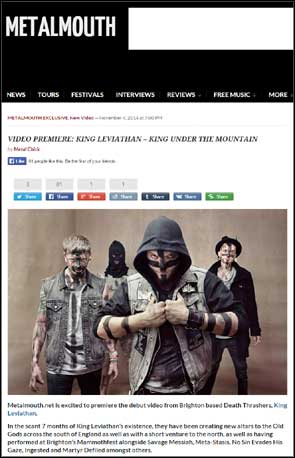 Band portrait of King Leviathan on Metal Mouth's website to accompany an article on their video release.