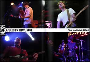 Live shots of Apologies, I Have None in Stencil Magazine.
