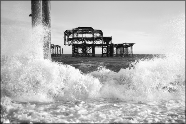 A-095. West Pier and Crashing Waves - by Greig Clifford