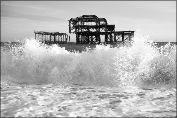A-096. West Pier and Crashing Waves (2) - by Greig Clifford